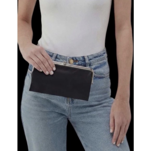 HOBO Handbags - Hobo International Black Kiss Lock Women's Wallet wristlet - Paisley Interior ID